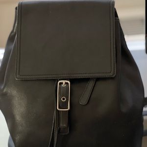 Coach black leather backpack
